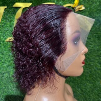 Curly Burgundy 13*1 Lace Frontal Wig