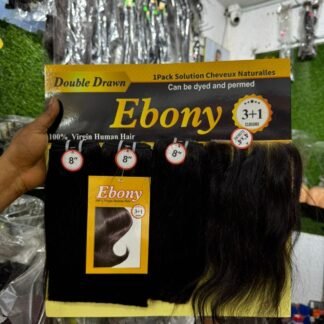 Ebony Double Drawn 100% Virgin Human Hair Extension 3 Plus 1 Closure