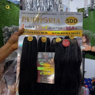 Euphoria Brazilian Remy Hair Bundles HD Lace Frontal Natural